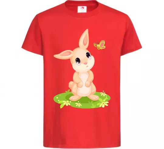 Дитяча футболка Кролик на галявині Червоний фото