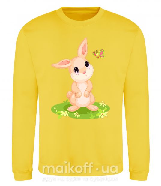 Світшот Кролик на лужайке Сонячно жовтий фото