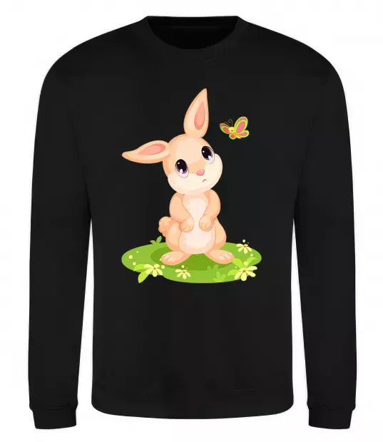 Світшот Кролик на галявині Чорний фото