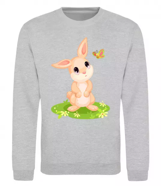 Світшот Кролик на галявині Сірий меланж фото