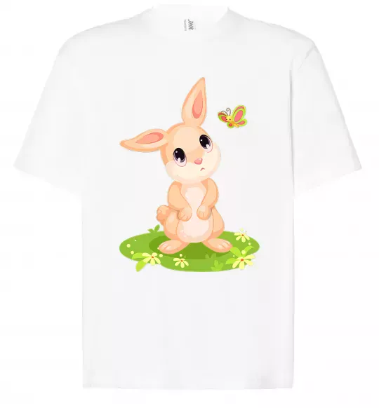 Футболка Оверсайз Кролик на галявині Белый фото