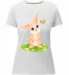 Женская премиум футболка Кролик на галявині Белый фото