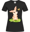 Женская футболка Кролик на галявині Черный фото