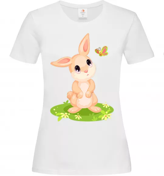 Женская футболка Кролик на галявині Белый фото