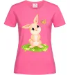 Женская футболка Кролик на галявині Ярко-розовый фото