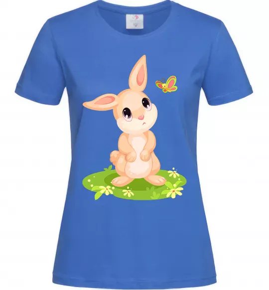 Женская футболка Кролик на галявині Ярко-синий фото