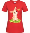 Женская футболка Кролик на галявині Красный фото