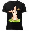 Мужская премиум футболка Кролик на галявині Черный фото