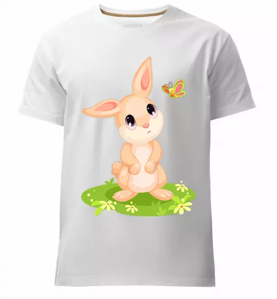 Мужская премиум футболка Кролик на галявині Белый фото