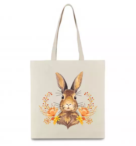 Эко-сумка Осінній заєць Бежевый фото