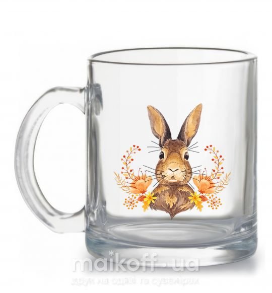 Чашка стеклянная Осенний заяц Прозрачный фото