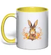 Чашка с цветной ручкой Осінній заєць Солнечно желтый фото