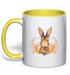 Чашка с цветной ручкой Осінній заєць Лимонный Чашка с цветной ручкой Осінній заєць Лимонный фото