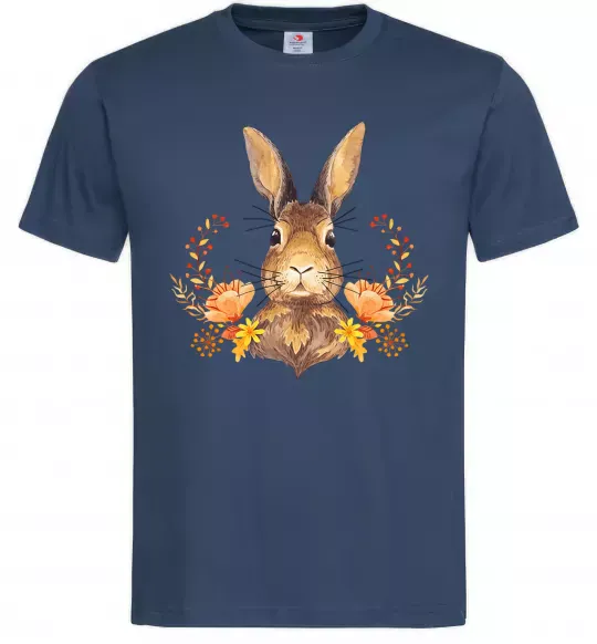 Мужская футболка Осінній заєць Темно-синий фото
