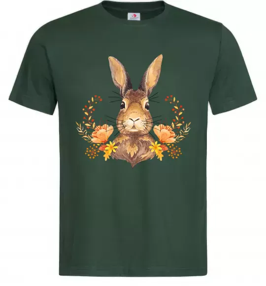 Мужская футболка Осінній заєць Темно-зеленый фото
