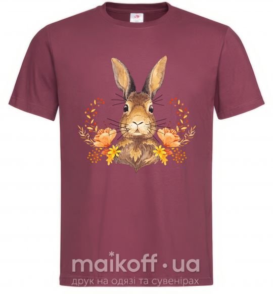 Мужская футболка Осенний заяц Бордовый фото