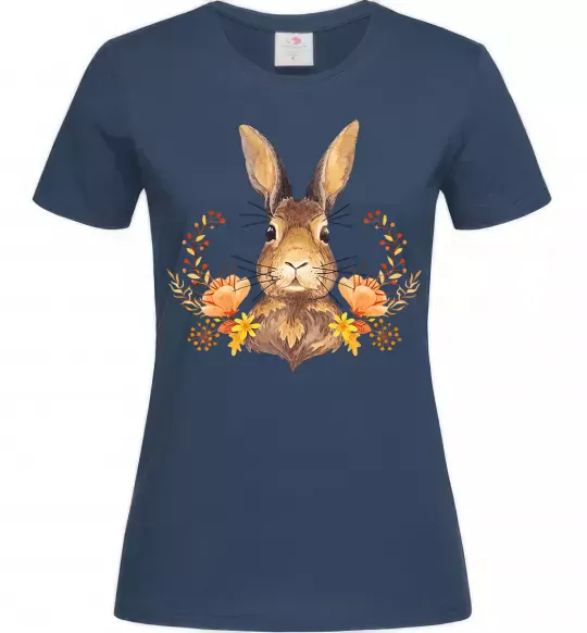 Женская футболка Осінній заєць Темно-синий фото
