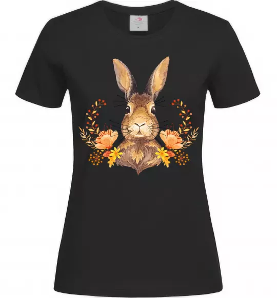 Женская футболка Осінній заєць Черный фото