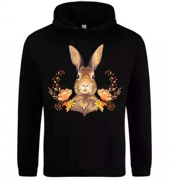 Мужская толстовка (худи) Осінній заєць Черный фото