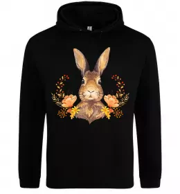 Мужская толстовка (худи) Осінній заєць Черный фото