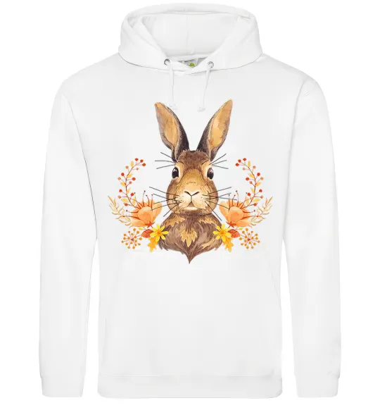 Мужская толстовка (худи) Осінній заєць Белый фото