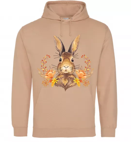 Мужская толстовка (худи) Осінній заєць Песочный фото