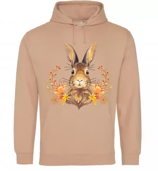 Женская толстовка (худи) Осінній заєць Песочный фото