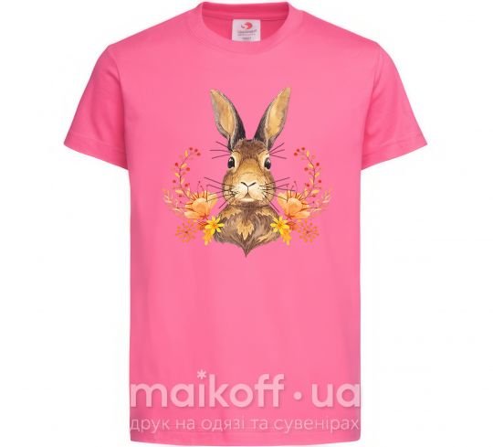 Детская футболка Осенний заяц Ярко-розовый фото
