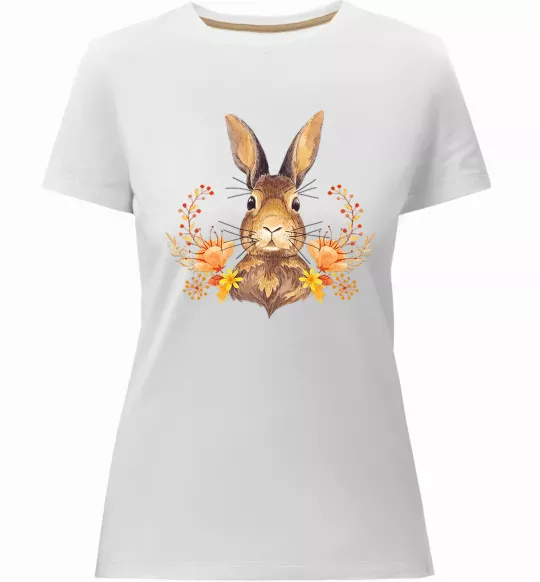 Женская премиум футболка Осінній заєць Белый фото