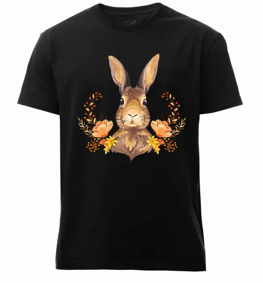 Чоловіча преміум футболка Осінній заєць Чорний фото