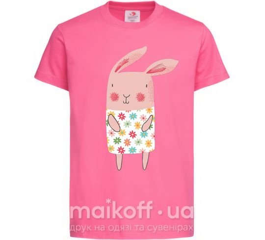 Детская футболка Крольчиха в платье Ярко-розовый фото