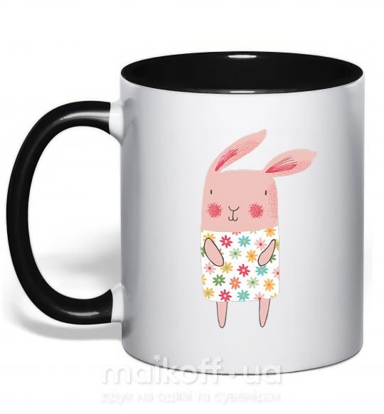 Чашка з кольоровою ручкою Крольчиха в платье Чорний фото