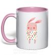 Чашка с цветной ручкой Крольчиха в платье Нежно розовый фото
