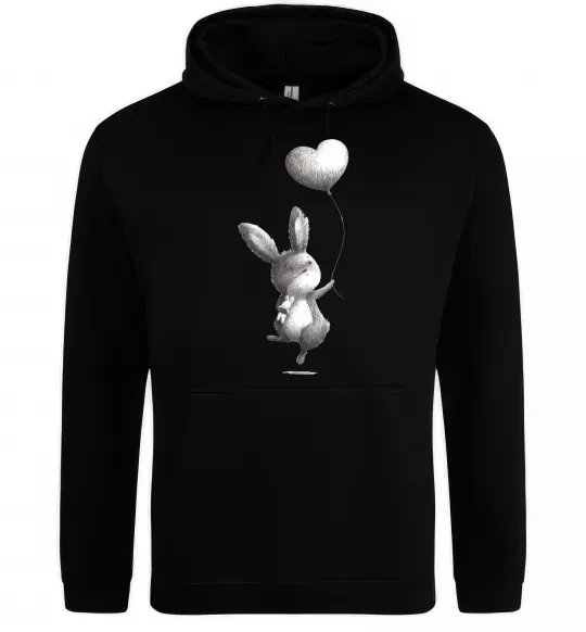 Мужская толстовка (худи) Зайчик з кулькою Черный фото
