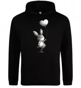 Мужская толстовка (худи) Зайчик з кулькою Черный фото