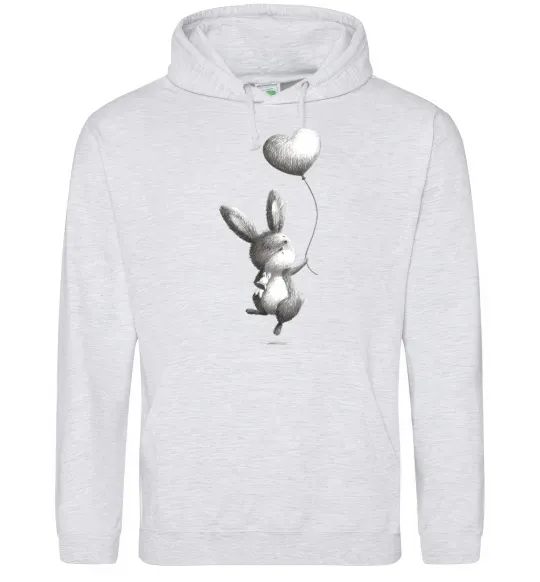Мужская толстовка (худи) Зайчик з кулькою Серый меланж фото