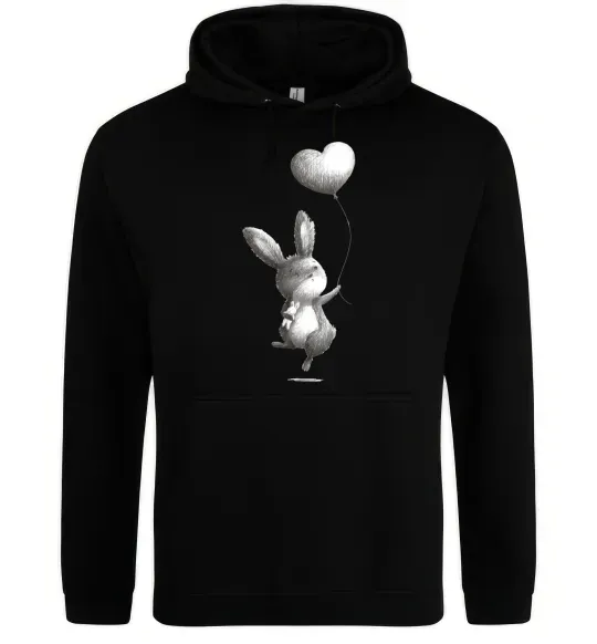 Женская толстовка (худи) Зайчик з кулькою Черный фото