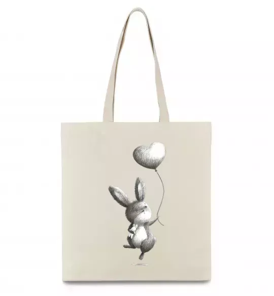 Эко-сумка Зайчик з кулькою Бежевый фото