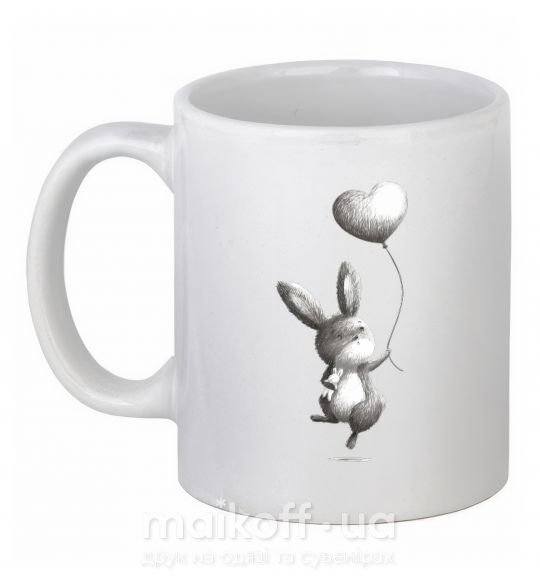 Чашка керамическая Зайчик с шариком Белый фото