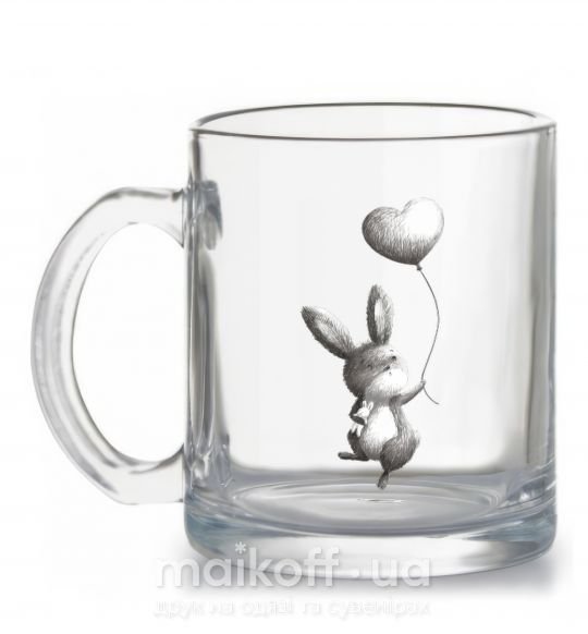 Чашка стеклянная Зайчик с шариком Прозрачный фото