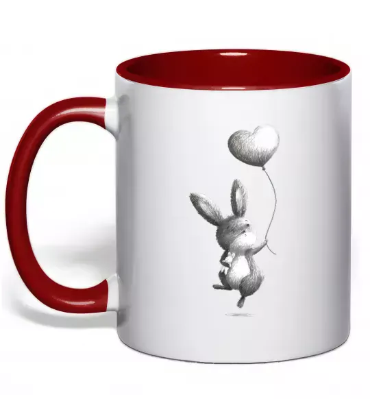 Чашка с цветной ручкой Зайчик з кулькою Красный фото