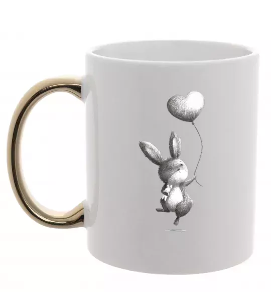 Чашка с цветной ручкой Зайчик з кулькою Золото фото