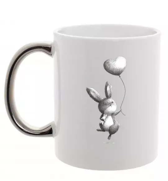Чашка с цветной ручкой Зайчик з кулькою Серебро фото