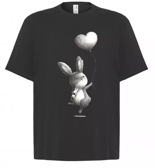 Футболка Оверсайз Зайчик з кулькою Чорний фото