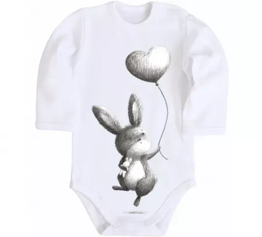 Детский боди Зайчик з кулькою Белый фото