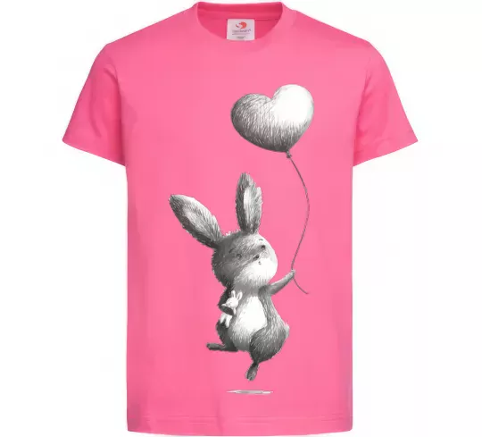 Дитяча футболка Зайчик з кулькою Яскраво-рожевий фото