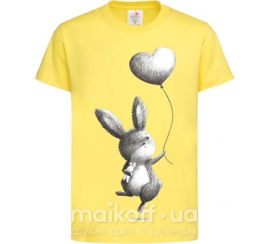 Дитяча футболка Зайчик с шариком Лимонний фото