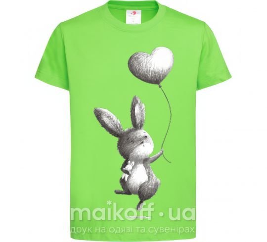 Детская футболка Зайчик с шариком Лаймовый фото