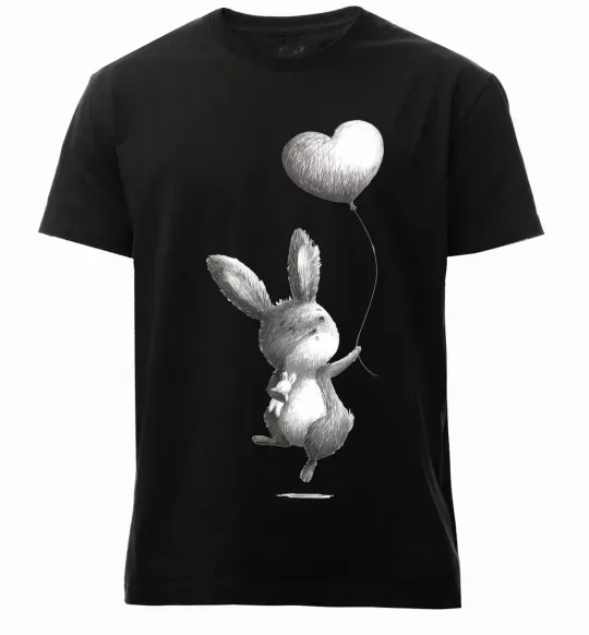 Мужская премиум футболка Зайчик з кулькою Черный фото