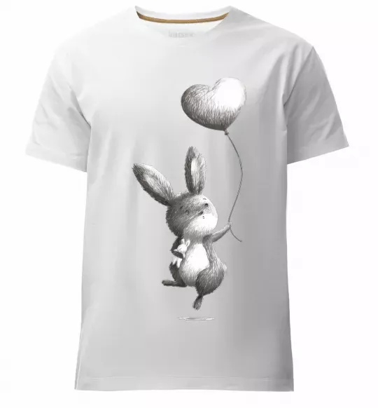 Мужская премиум футболка Зайчик з кулькою Белый фото